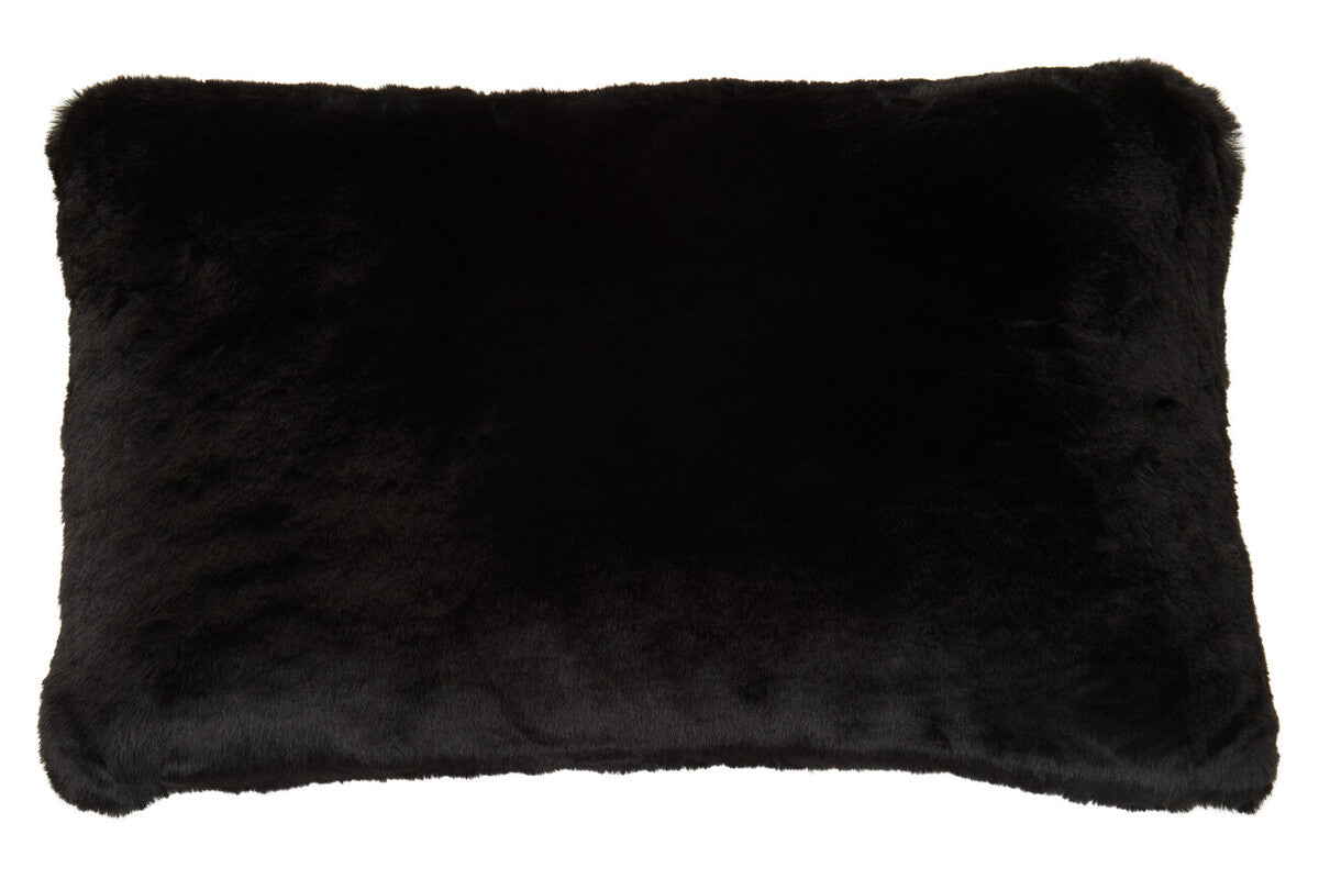 Orsina Black Fur Cushion in Soft Plush Fabric for Elegant Home Decor