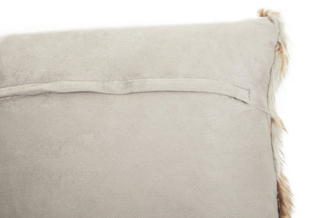 Orsina Fur Cushion in soft beige fabric with a luxurious fluffy texture for home decor