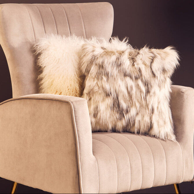 Orsina Fur Cushion in Soft Texture on a Stylish Armchair for Cozy Home Decor
