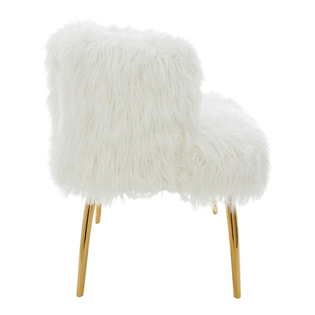 Orsina Fur Effect Sofa with Plush White Fabric and Elegant Gold Legs for Stylish Living Rooms
