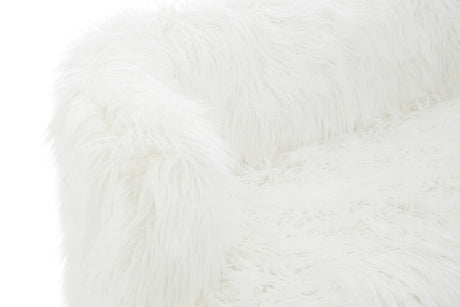 Orsina Fur Effect Sofa in luxurious white, featuring fluffy textured upholstery for comfort and style