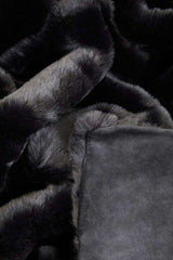Orsina Fur Throw in grey featuring a soft, plush texture ideal for cosy home decor