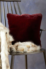 Orsina Fur Throw in Burgundy with Soft Texture, Perfect for Cosy Home Decor