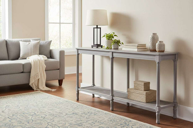 The Serene Rattan Collection Large Console Table GREY WOOD Shades 4 Seasons