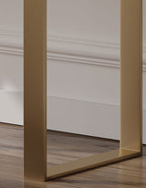 Elegant gold frame of the Le Di Vita Dressing Table on a wooden floor, showcasing its modern design
