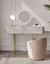 Elegant Le Di Vita Dressing Table with Circular Mirror and Minimalist Design