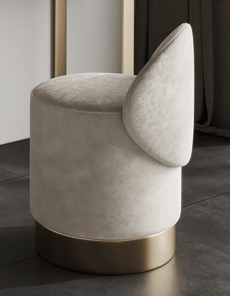Le Di Vita Elegant Velvet Stool in Cream with Gold Base for use with Dressing Table