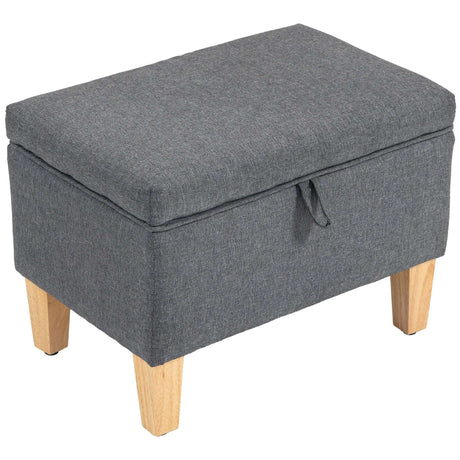 Wise Galleria Grey Footstool with Storage and Wooden Legs for Comfortable Seating