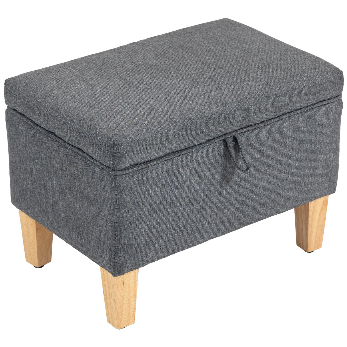 Wise Galleria Grey Footstool with Storage and Wooden Legs for Comfortable Seating