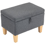 Wise Galleria Grey Footstool with Storage and Wooden Legs for Comfortable Seating