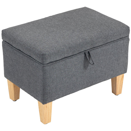 Wise Galleria Grey Footstool with Storage and Wooden Legs for Comfortable Seating