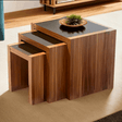 Orsina Nest of Tables in wood finish with a sleek design and black tabletops for modern living spaces