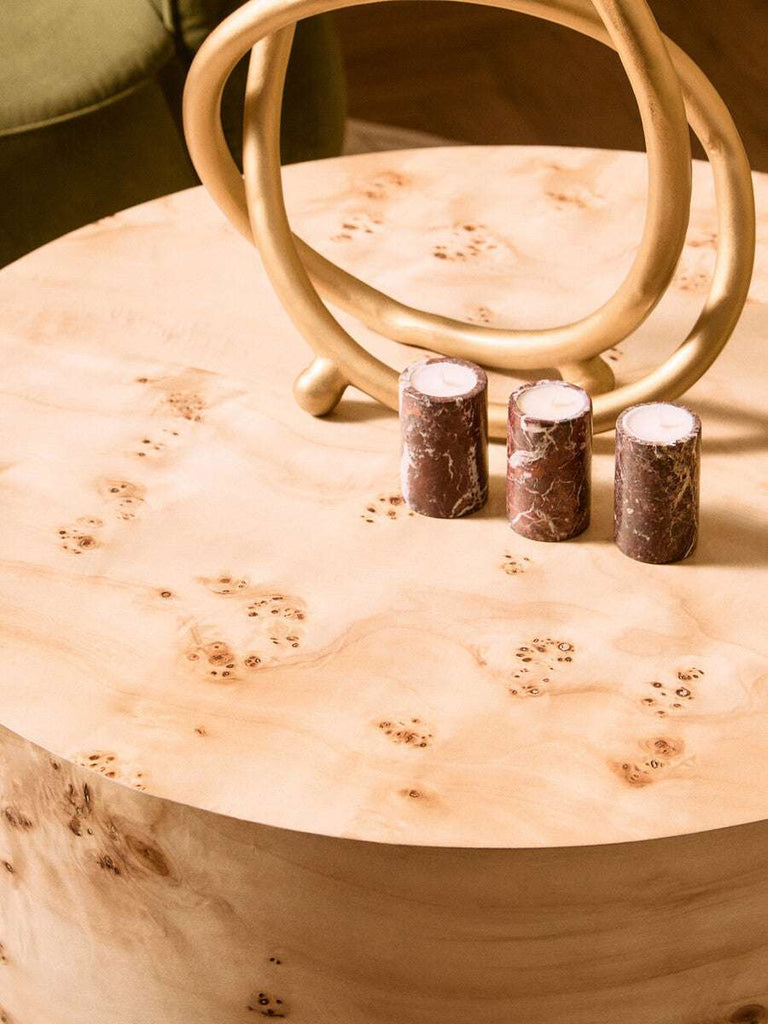 Mota Burl Wood Design Round Coffee Table Orsina