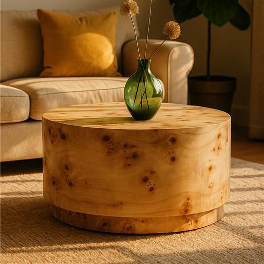 Mota Burl Wood Design Round Coffee Table Orsina