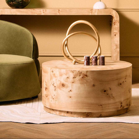 Mota Burl Wood Design Round Coffee Table Orsina