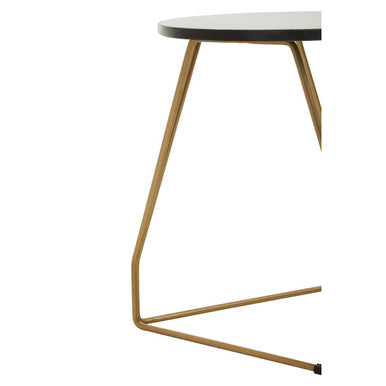 Orsina Modern Side Table with a Black Top and Stylish Gold Frame