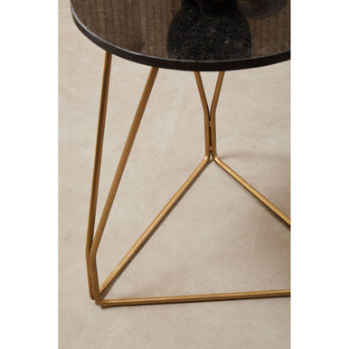 Orsina Modern Side Table with Black Marble Top and Gold Metal Base Design