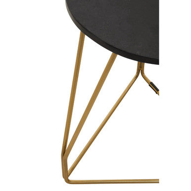 Orsina Modern Side Table with Black Top and Gold Metal Legs for Stylish Living Spaces
