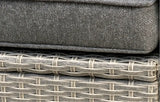 Close-up of MINT Outdoor Garden Chaise Lounge with cushioned seat and woven detailing