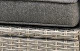 Close-up of MINT Outdoor Garden Chaise Lounge with cushioned seat and woven detailing