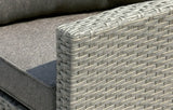 Close-up of MINT Outdoor Garden Chaise Lounge with stylish grey woven detail and soft cushioning