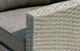 Close-up of MINT Outdoor Garden Chaise Lounge with stylish grey woven detail and soft cushioning