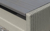 MINT Outdoor Garden Chaise Lounge featuring a stylish woven design and durable tabletop