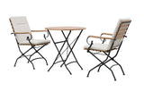 MINT Outdoor Garden Dining Set featuring a round table and two comfortable folding chairs