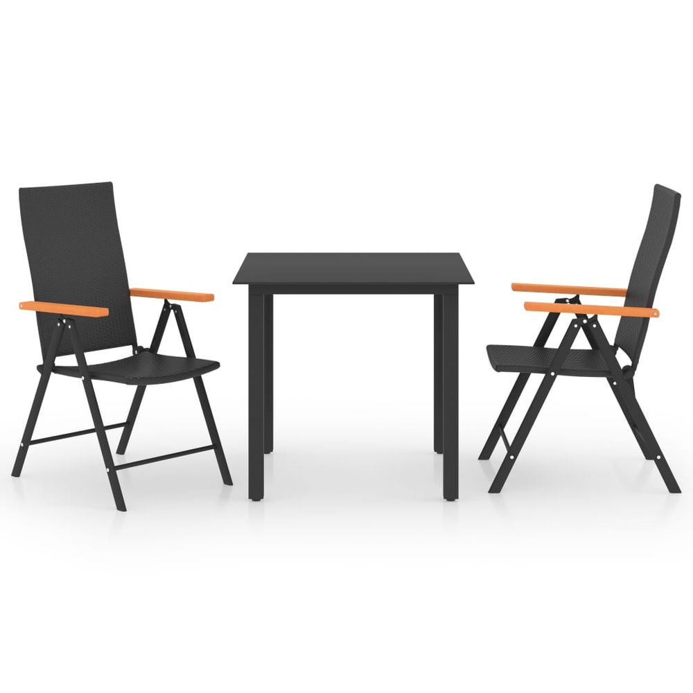 vidaXL 3 Piece Garden Dining Set Black and Brown vidaXL