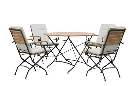 MINT Outdoor Garden Dining Set with Four Comfortable Chairs and a Round Table for Outdoor Enjoyment