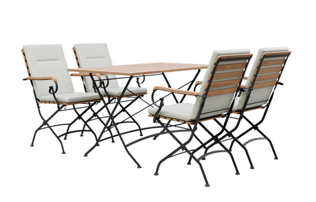 MINT Outdoor Garden Dining Set with four folding chairs and a rectangular table for outdoor gatherings