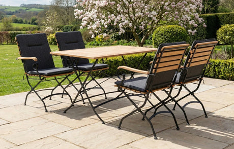 MINT Outdoor Garden Dining Set with Four Chairs and a Wooden Table, Perfect for Al Fresco Dining