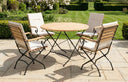 MINT Outdoor Garden Dining Set featuring a round table and four stylish folding chairs
