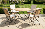 MINT Outdoor Garden Dining Set featuring a round table and four stylish folding chairs