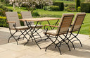 MINT Outdoor Garden Dining Set with a wooden tabletop and cushioned folding chairs for outdoor dining