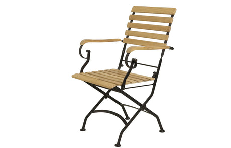 MINT Outdoor Garden Dining Set Chair with Wooden Seating and Black Metal Frame for Outdoor Dining