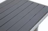 MINT Outdoor Dining and Lounge Set featuring a stylish slatted tabletop in grey finish