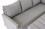MINT Outdoor Corner Rattan Dining Set with plush grey cushions for comfortable outdoor dining