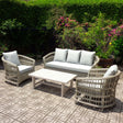 Palma Collection Outdoor Dining Set BEIGE METAL Shades 4 Seasons