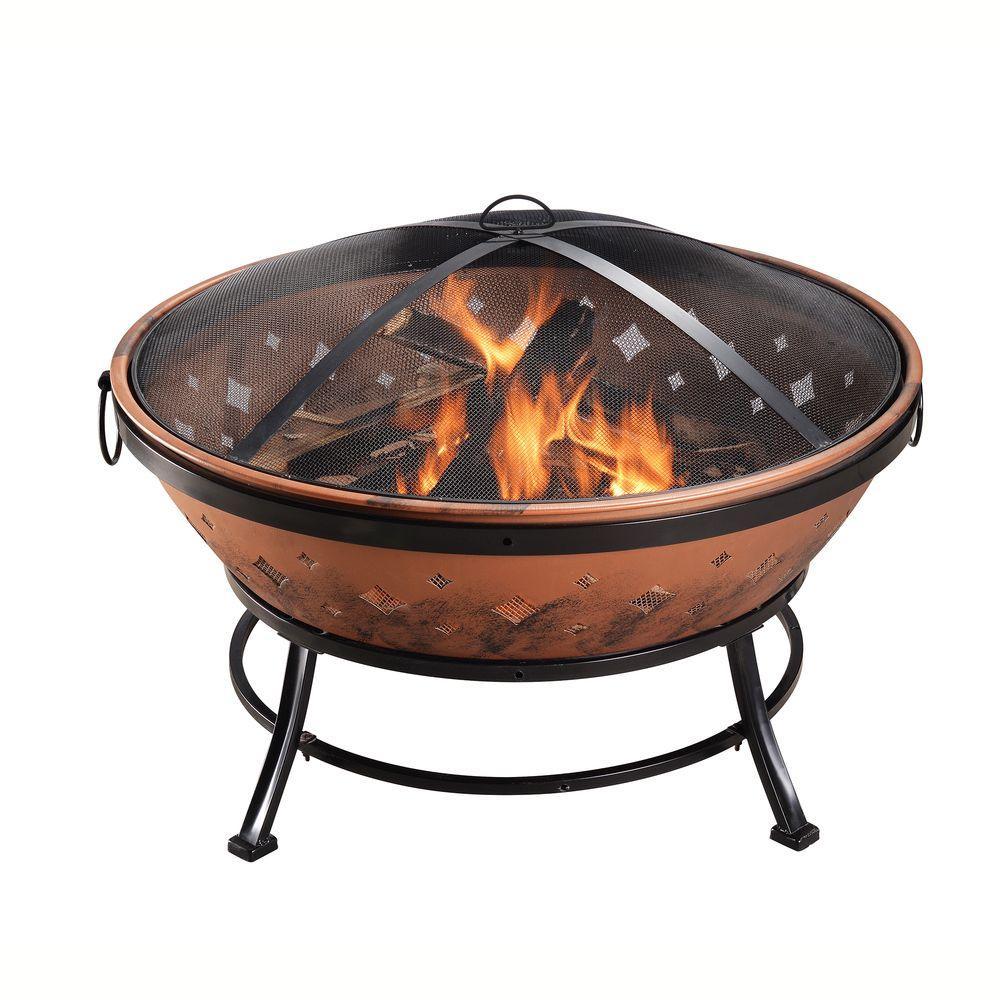 Garden Large Wood Burning Bowl Fire Pit, Outdoor Log Burner Firepit Teamson Home