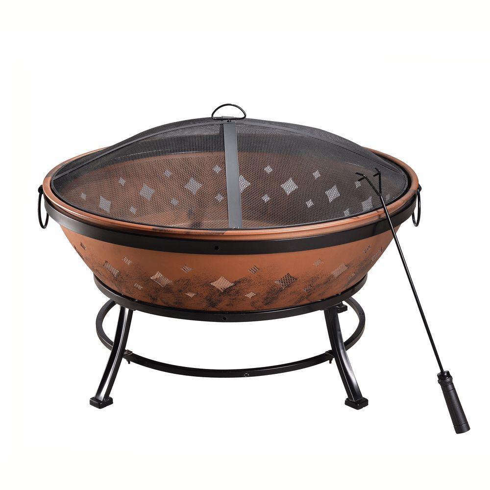 Garden Large Wood Burning Bowl Fire Pit, Outdoor Log Burner Firepit Teamson Home