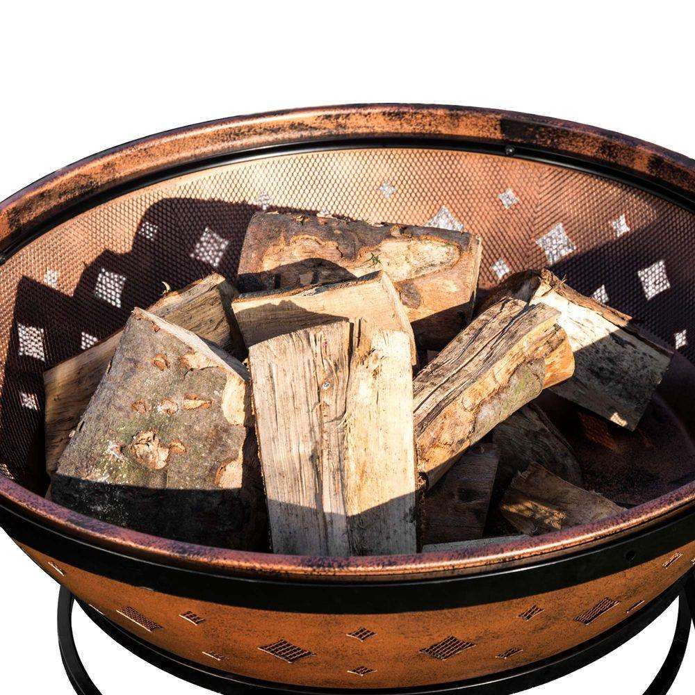 Garden Large Wood Burning Bowl Fire Pit, Outdoor Log Burner Firepit Teamson Home