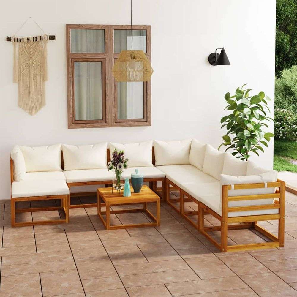 vidaXL 9 Piece Garden Lounge Set with Cushions Solid Wood Acacia vidaXL