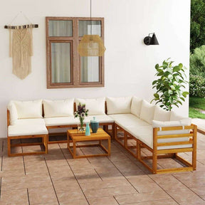 vidaXL 9 Piece Garden Lounge Set with Cushions Solid Wood Acacia vidaXL