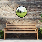 SunCatcher-UK Garden Mirror with a Round Design Featuring Dandelions and a Green Background