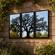 Stylish Garden Mirror featuring a tree silhouette design, perfect for enhancing outdoor spaces