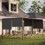 Outsunny 3m x 4m Outdoor Garden Pergola with LED Lights Retractable Roof Grey Outsunny