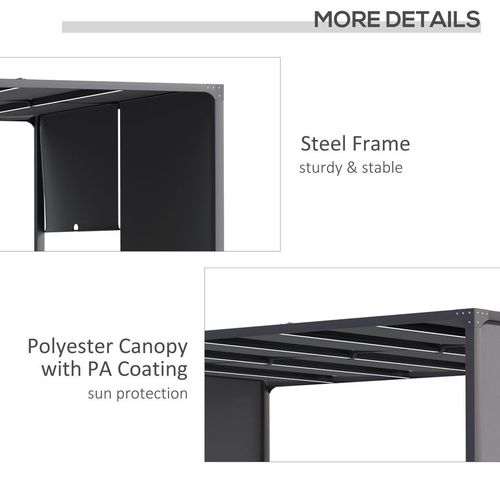 Outsunny 3m x 4m Outdoor Garden Pergola with LED Lights Retractable Roof Grey Outsunny