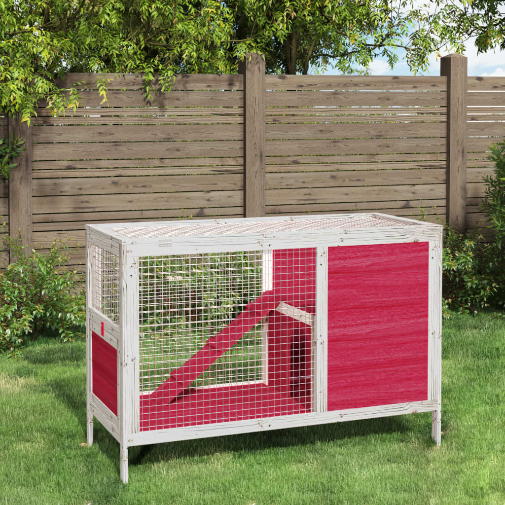 vidaXL Rabbit Hutch Brown 103x44x69.5 cm Solid Wood Pine red vidaXL