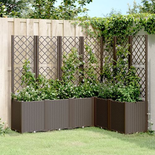 vidaXL Garden Planter with Trellis Grey 160x40x140 cm PP vidaXL
